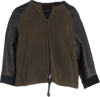 Isabel Marant Zipped Jacket in Olive and Black Wool and Leather