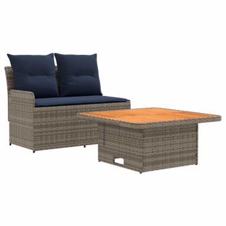 vidaXL Sof&aacute; De Jard&iacute;n Con Reposabrazos Y Mesa Elevable 2 Pieza Vidaxl