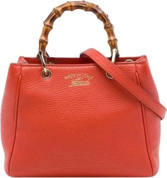 Gucci Pre-owned Bamboo Top Handle Satchel - Dames - Vintage Handtas - Rood - ONE Size - Leer - Vintage