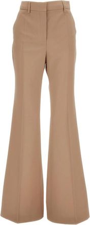 Sportmax Wijde broek - Dames - Wijde Broeken - Beige - 2XS - Leer - Broeken