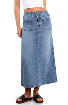 Wash Lab Denim Norah Stretch Denim Maxi Skirt in Atlantic Blue at Nordstrom, Size 28