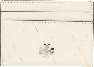 Tory Burch Charlie Quilted Leather Card Case in Light Cream at Nordstrom