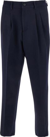 low brand Blue Pants With Elastic Waist And Belt Loops In Cotton Man