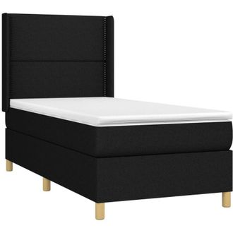 vidaXL Cama Box Spring Con Colch&oacute;n Tela Negro 90x200 Cm Vidaxl