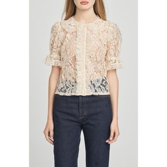 Wayf Clarisse Lace Top in Vanilla at Nordstrom Rack, Size X-Large