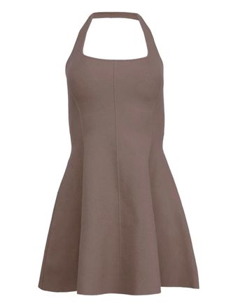 Fleur du Mal halterneck flared mini dress - women - Viscose/Polyester - M - Grey