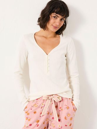 Fat Face FatFace Lila Ivory Pointelle Henley Top