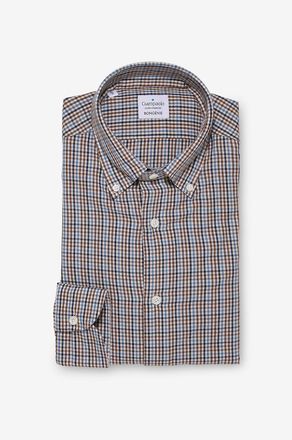 Giampaolo Kariertes Popelinehemd mit geknöpftem Kragen