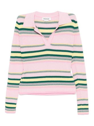 Monse striped-jacquard top - women - Polyester/Viscose - L - Pink