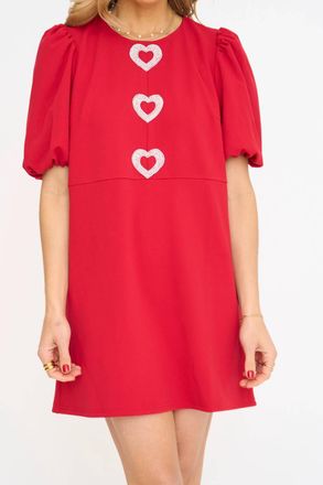 Sugarlips Heart Shift Mini Dress In Ruby