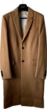 Valentino Garavani Camel Wood Rockstud Detail Coat Size M