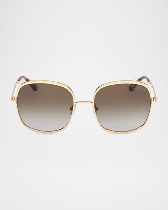 Tom Ford Sofia 57mm Metal Round Sunglasses