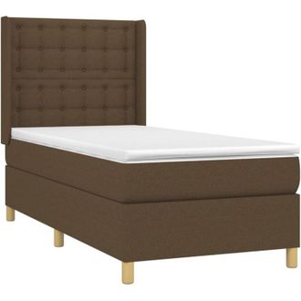 vidaXL Cama Box Spring Con Colch&oacute;n Tela Marr&oacute;n Oscuro 90x190 Cm