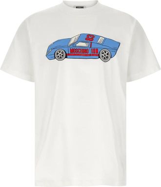 Moschino Bedrukt katoenen jersey T-shirt - Heren - T-shirts - Wit - M - Katoen - Tops