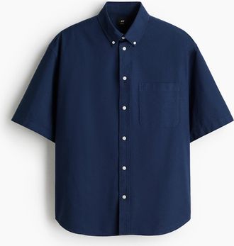 H&M Oxfordhemd mit Kurzarm in Relaxed Fit - Blue