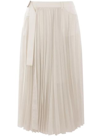 sacai patch pocket skirt - women - Cupro/Polyester/Cotton - 3 - White