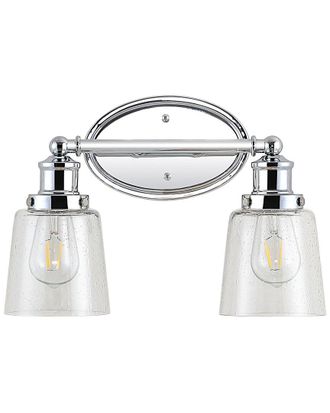 Jonathan Y Designs Jonathan Y Beverly 15 2 Light Iron Seeded Glass Classic Cottage Led Vanity Light