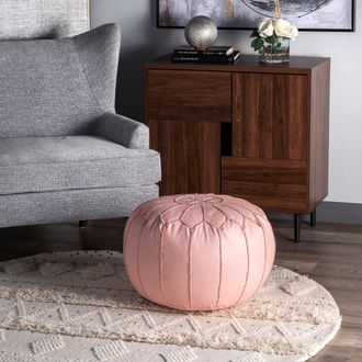 nuLOOM Classic Moroccan Faux Leather Filled Ottoman Pouf
