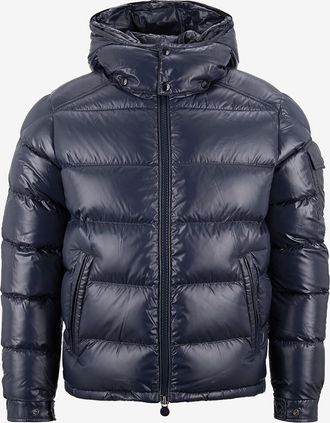Moncler Kurze Kapuzendaunenjacke aus Lack-Nylon Moncler Maya
