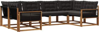 vidaXL Conjunto De Sof&aacute;s De Exterior 6 Uds. Natural Y Negro Vidaxl