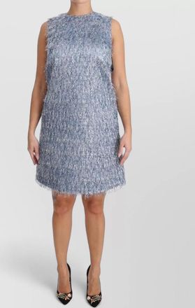 Dolce & Gabbana silk metallic fringe sleeveless mini dress