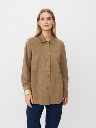 Masai MaIvethra Faux Suede Shirt in Otter at Nordstrom, Size Xx-Large