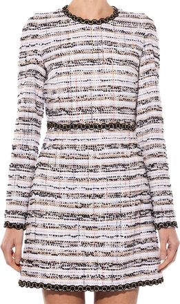 Giambattista Valli Boucle Long Sleeve Dress In Ivory/multi