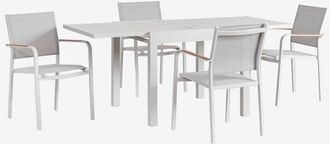 Sklum Set tavolo rettangolare 90-180x90 cm allungabile in alluminio Starmi e 4 sedie da giardino impilabili Archer in alluminio SKLUM