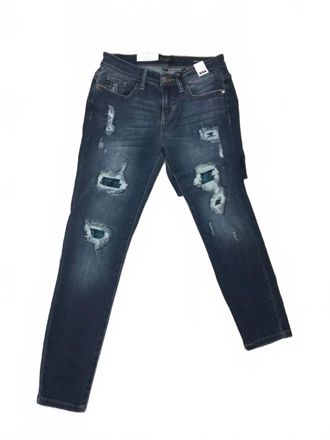 Judy Blue Womens Plaid Skinny Jeans In Green Plaid Black