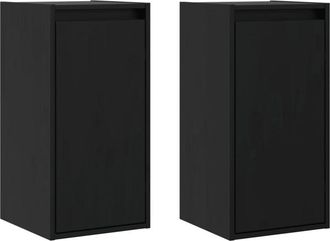 vidaXL Vidaxl - Armarios de pared 2 uds madera maciza de pino negro 30x30x60 cm