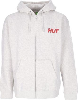 HUF Athletic Heather Full Zip Hoodie - Heren - Vesten met rits - Wit - XL - Katoen - Hoodies & sweatvesten