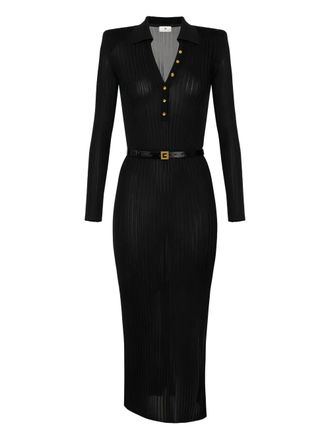 Elisabetta Franchi jacquard knit midi dress - women - Viscose - 48 - Black