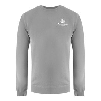 Aquascutum Mens Active Small Logo Crew Neck Moonrock Fleece - Grey Cotton - Size X-Large
