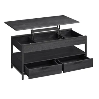Vasagle Mesa de centro con tablero elevable de color gris carb&oacute;n y negro tinta