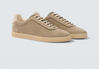 Brunello Cucinelli Leather-trimmed suede sneakers