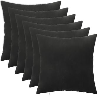 vidaXL Funda De Almohada 6 Pcs Heerlen Negro 30 X 30 Cm Terciopelo Vidaxl