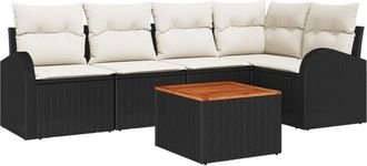 vidaXL Vidaxl - Garden Sofa Set 6 pcs Black, white