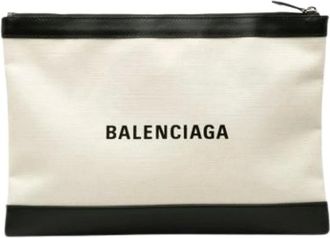 Balenciaga Pre-owned Clutches, female, Beige, Size: ONE SIZE Pre-owned Canvas Clutch