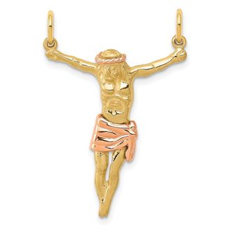 Diamond2Deal 14k Two-tone Gold Rose Corpus Pendant