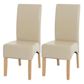 Hhg Hhg - Lote De 2 Sillas De Comedor Silla De Cocina Silla Latina, Cuero, Crema, Patas Claras