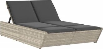 vidaXL Vidaxl - Tumbona Doble Con Cojines Rat&aacute;n Sint&eacute;tico Gris Claro