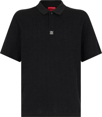 HUGO BOSS Polo shirt met jacquardpatroon en relaxte pasvorm - Heren - Polos - Zwart - XS - Tops