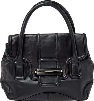 Gianfranco Ferre Black Leather Flap Satchel