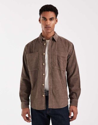 Only & Sons Camicia giacca marrone chiaro in velluto a coste