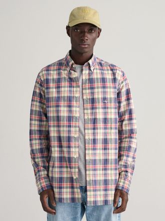 GANT Mens Dusty Blue Sea Cotton Linen Check Shirt - Size X-Large