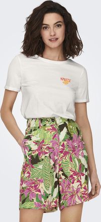 Only T-Shirt ONLY ONLKITA S/S DRINKS TOP BOX JRS, Damen, Gr. XS, cloud dancer print:dacey spritz back, Jersey, Obermaterial: 100% Baumwolle, bedruckt, regu