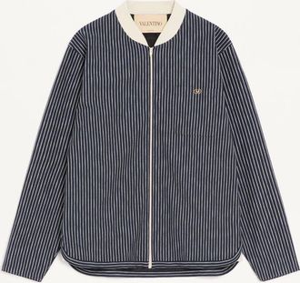 Valentino Valentino Viscose Sweatshirt With Striped VLogo Man NAVY/BUTTER XXL