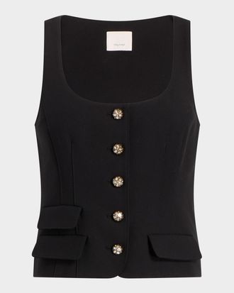 Cinq &agrave; Sept Lovina Crystal-Button Vest