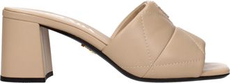 Prada Beige Leather Womens Slippers