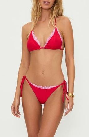 Beach Riot Winona Rib Lace Trim Bikini Top in Holly Jolly at Nordstrom Rack, Size Small